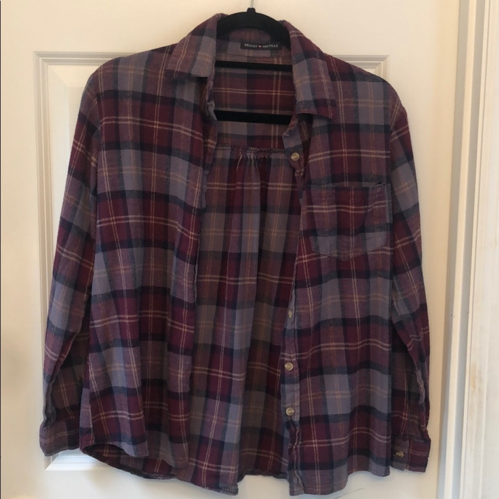 Brandy Melville plaid maroon top